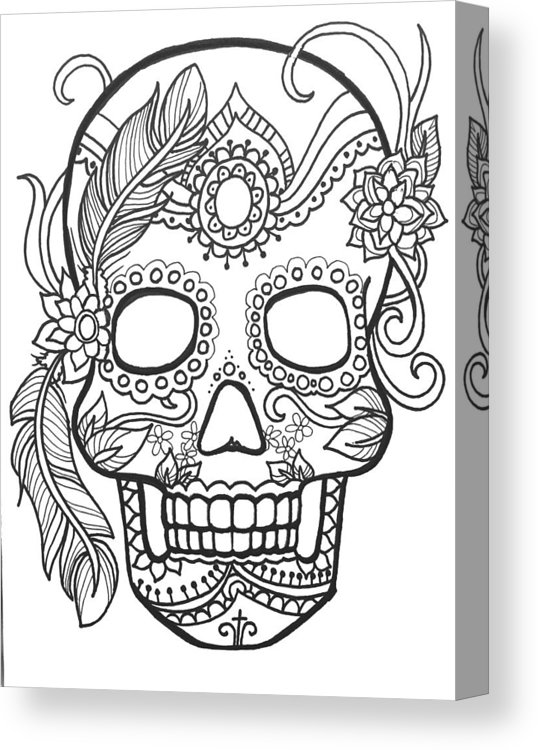 538x750 Sugar Skulls Black And White Series Canvas Print Canvas Art - Sugar Skull Black And White Drawing