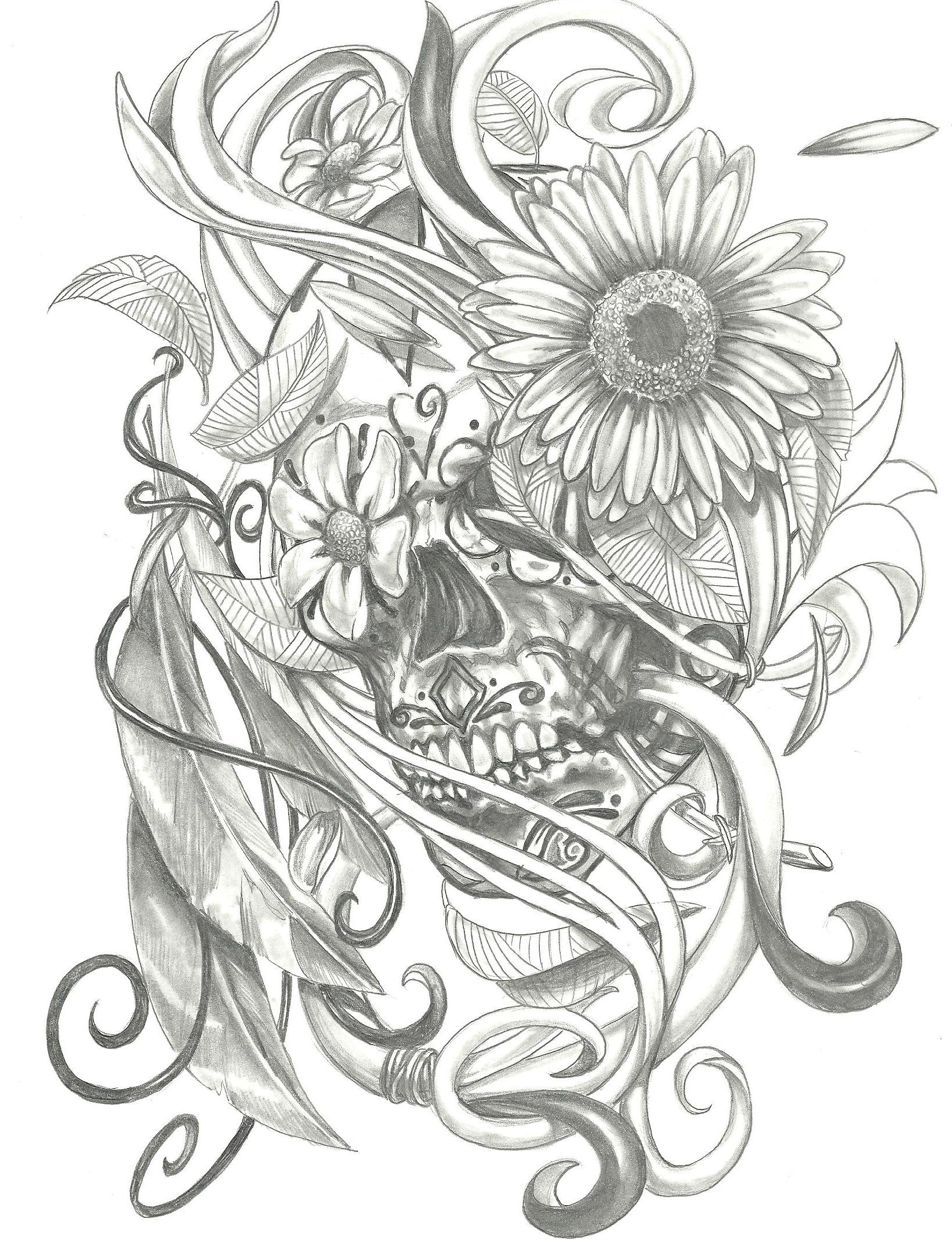 1642x2150 Gallery Sugar Skull Sketches - Sugar Skull Drawing