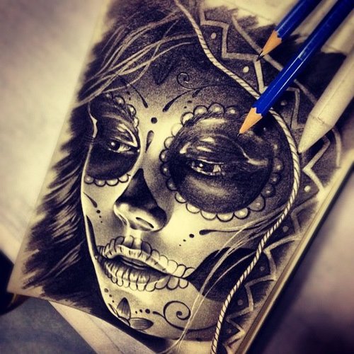 500x500 Sugar Skull Drawing - Sugar Skull Drawing