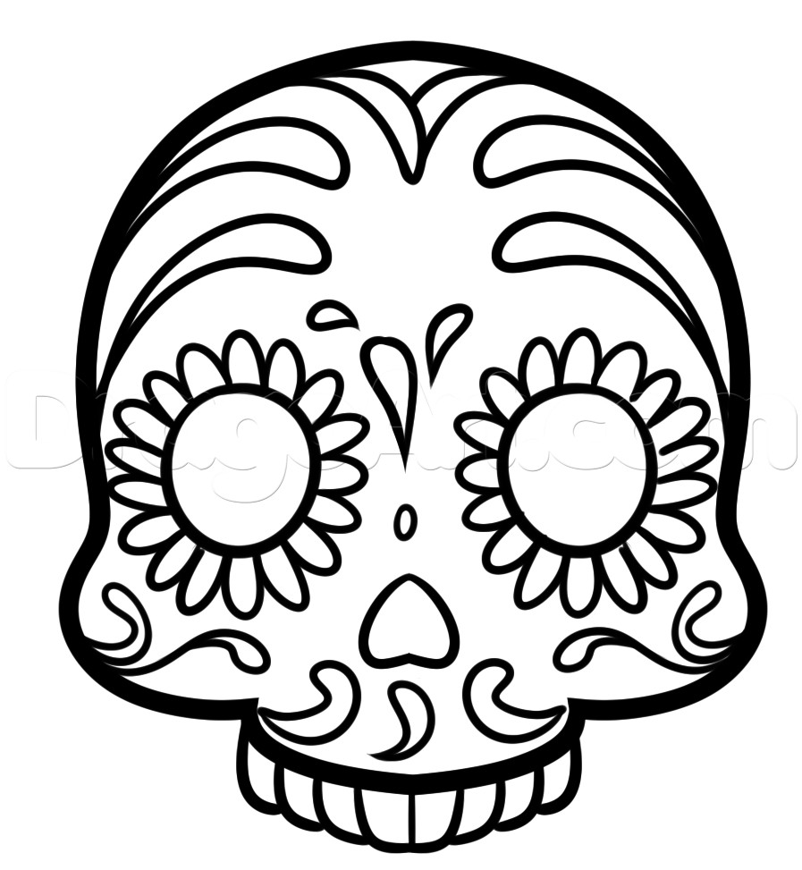 897x973 Sugar Skulls Drawings Simple Skull Drawing How To Draw A Emoji - Sugar Skull Drawing