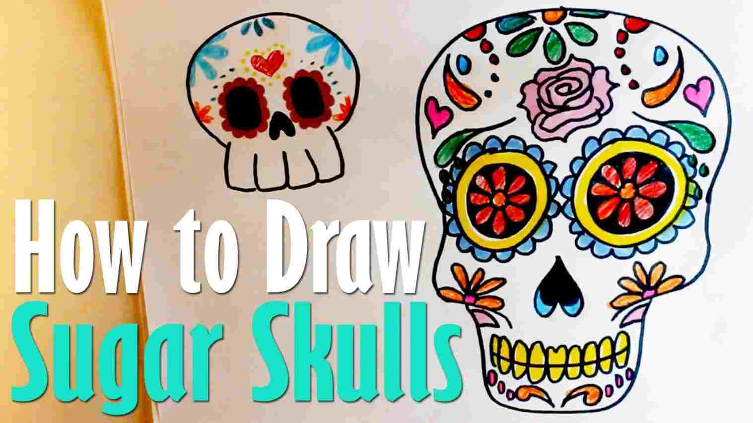 1517x853 Easy Sugar Skull Fire Draw Cool - Sugar Skull Drawing Easy