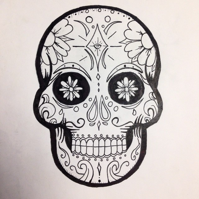 640x640 Easy Drawing Of Skulls - Sugar Skull Drawing Easy