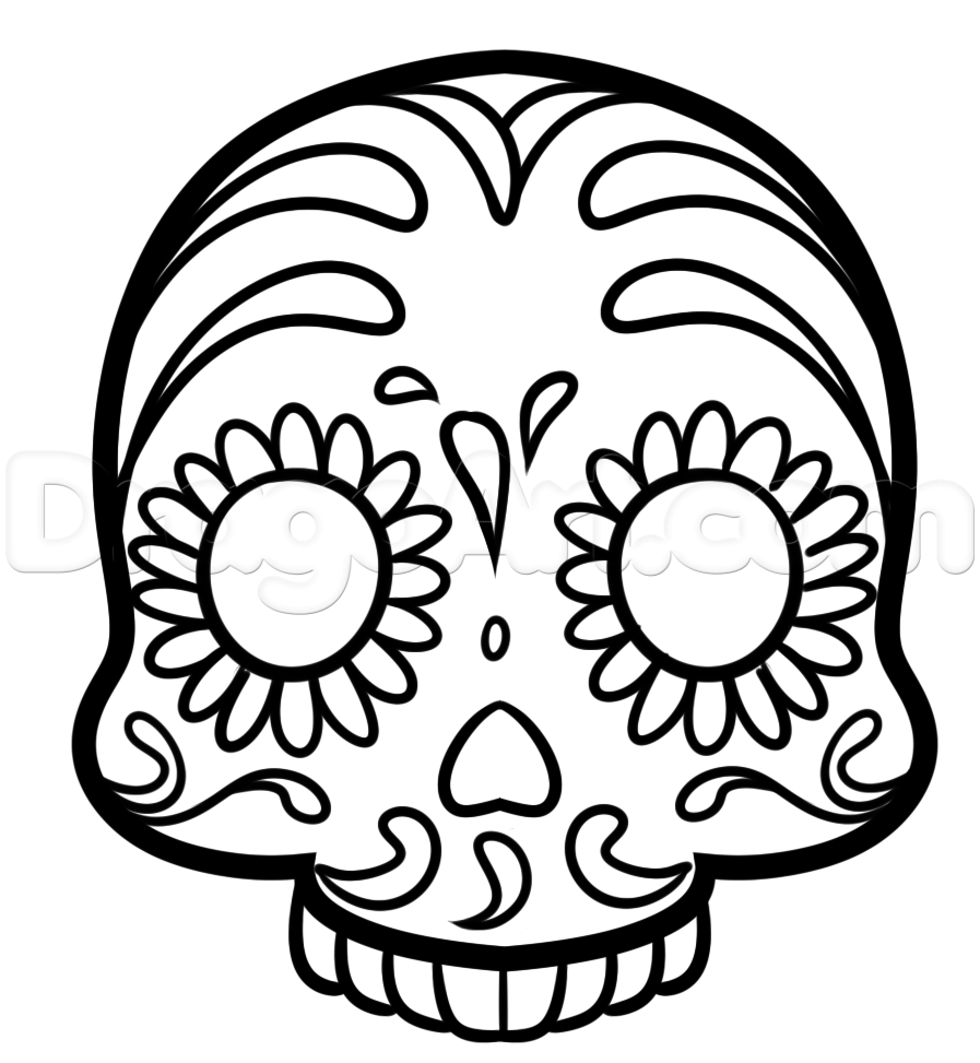 897x973 How To Draw A Sugar Skull Emoji, Step - Sugar Skull Drawing Easy