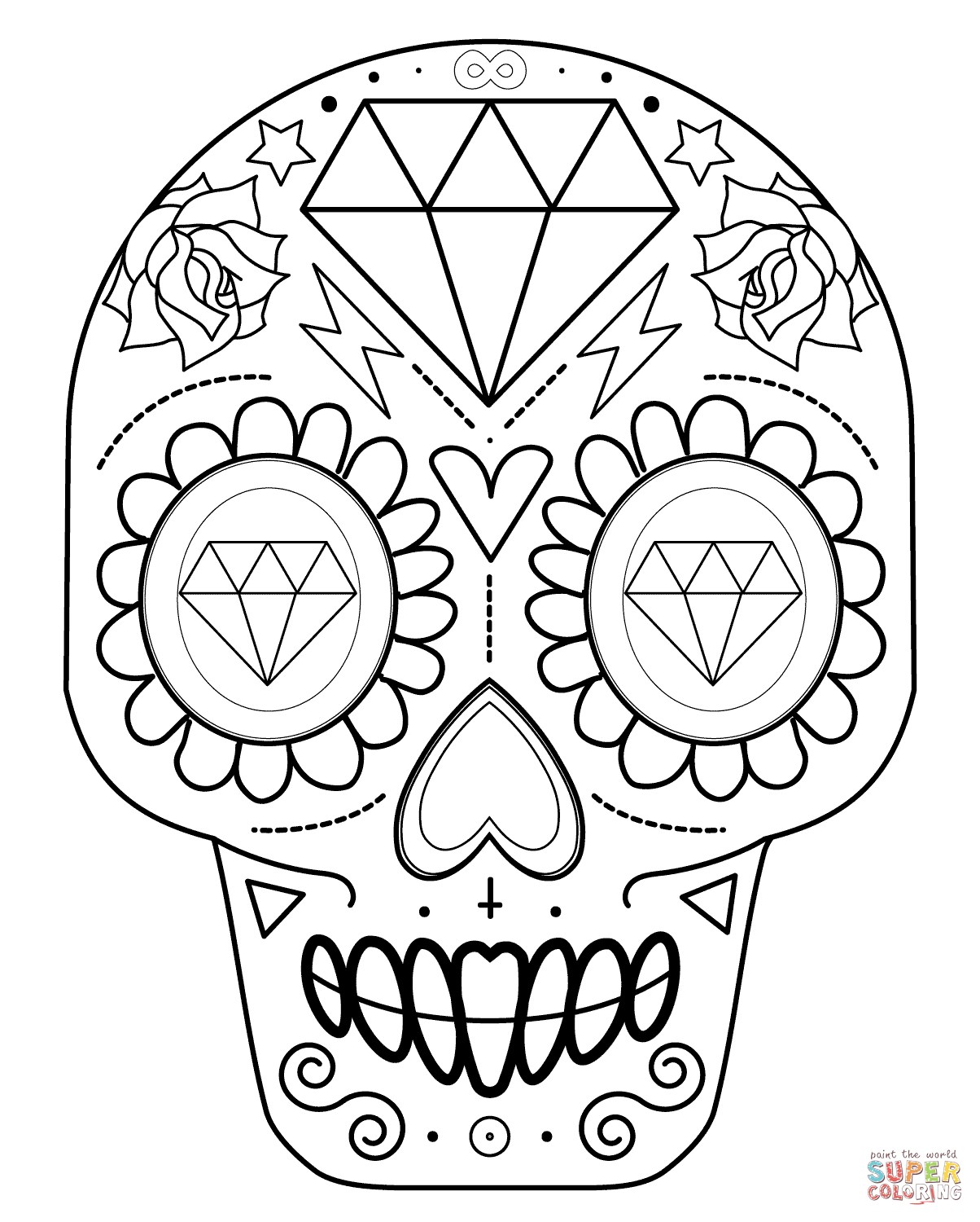 1204x1500 Printable Easy Sugar Skull Drawing At Getdrawings Coloring Sheets - Sugar Skull Drawing Easy