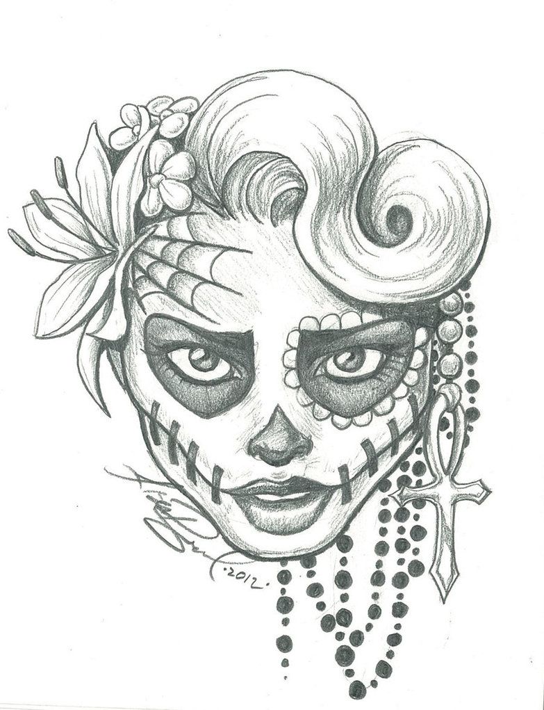783x1021 Awesome Skull Art Creative Commons Attribution Noncommercial No - Sugar Skull Drawing Easy