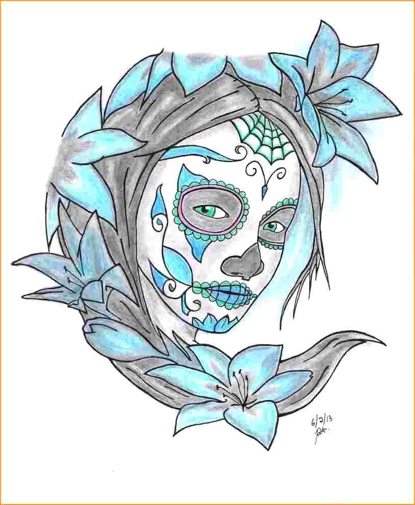 814x990 Draw Skull Crossbones Cool Graffiti - Sugar Skull Drawing Easy