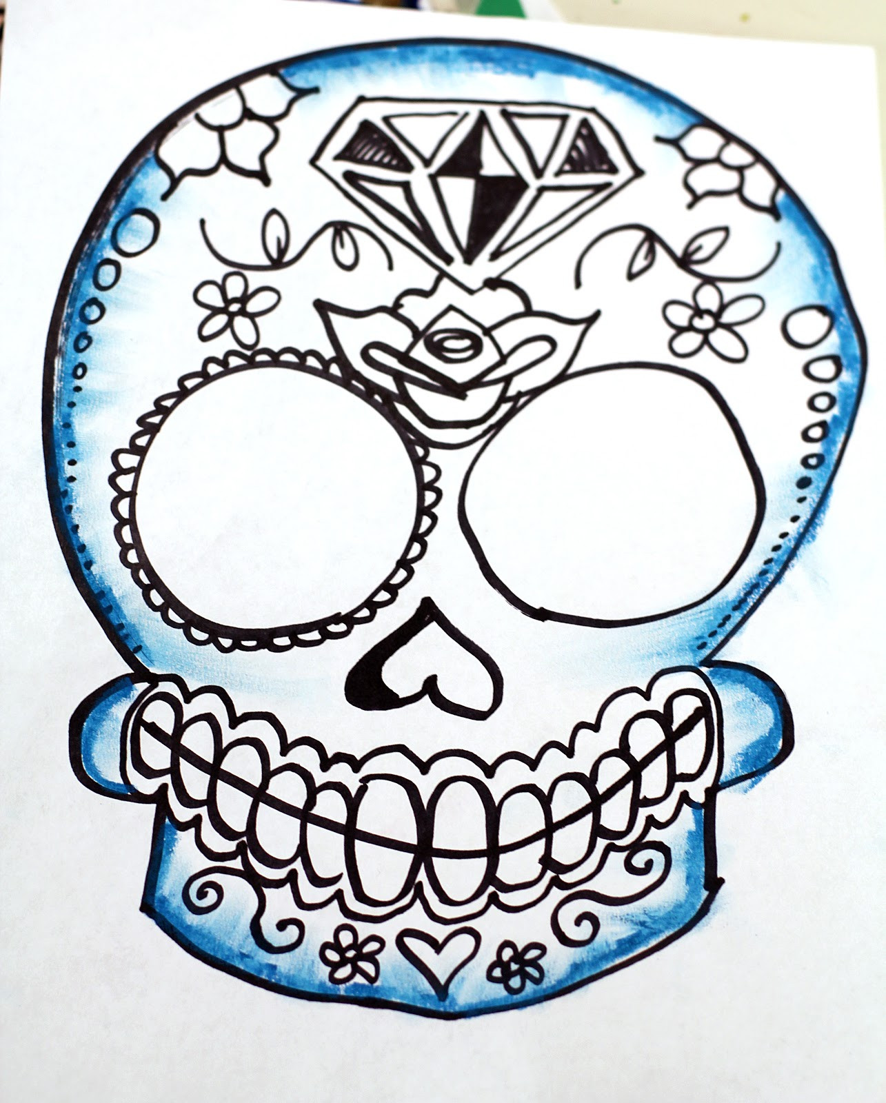 1285x1600 How To Draw A Skull Step - Sugar Skull Drawing Step By Step
