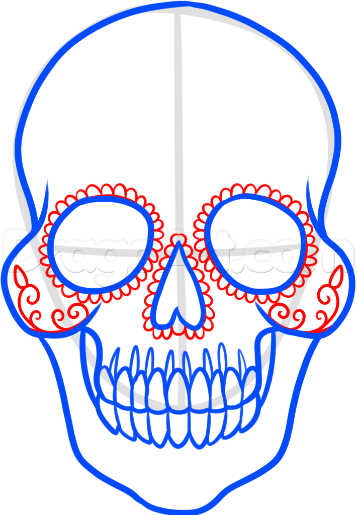710x1024 How To Draw A Candy Skull, Step - Sugar Skull Drawing Step By Step