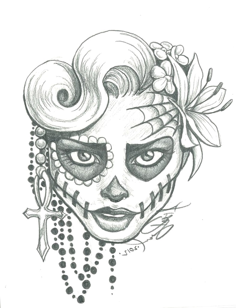 785x1024 Sugar Skull Drawings Step - Sugar Skull Drawing Step By Step