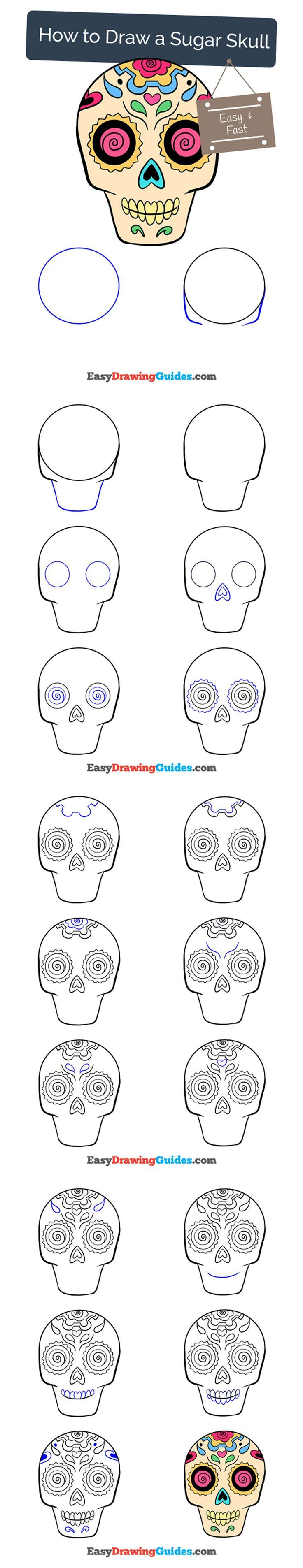 Sugar Skull Drawing Step By Step at PaintingValley.com | Explore