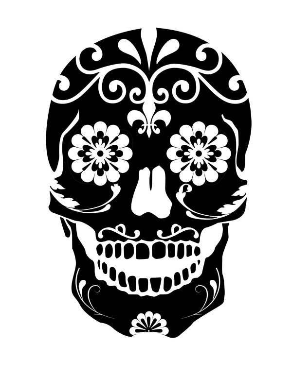 600x776 Skull Template - Sugar Skull Drawing Template