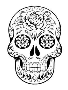 263x350 Sugar Skull Template Sugar Skull Coloring - Sugar Skull Drawing Template