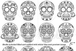 300x200 Super Cool Ideas Day Of The Dead Templates Skull Digital Stamps - Sugar Skull Drawing Template