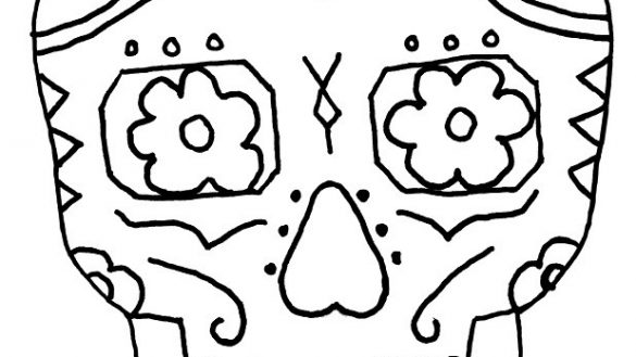 585x329 Day Of The Dead Coloring Pages New Sugar Skull Drawing Template - Sugar Skull Drawing Template