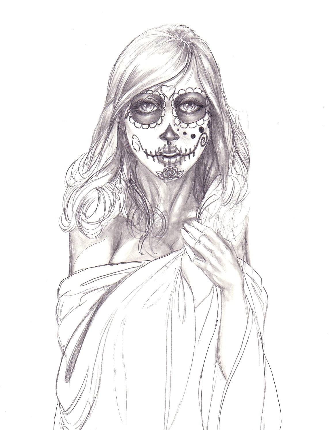 1160x1490 Sugar Skull Lady Girls - Sugar Skull Drawing Tumblr
