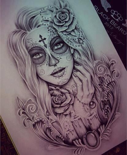 Sugar Skull Face Drawing at PaintingValley.com | Explore collection of ...