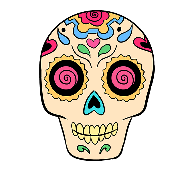 678x600 Sugar Skull Face Paint Pictures And Cliparts, Download Free - Sugar Skull Face Drawing