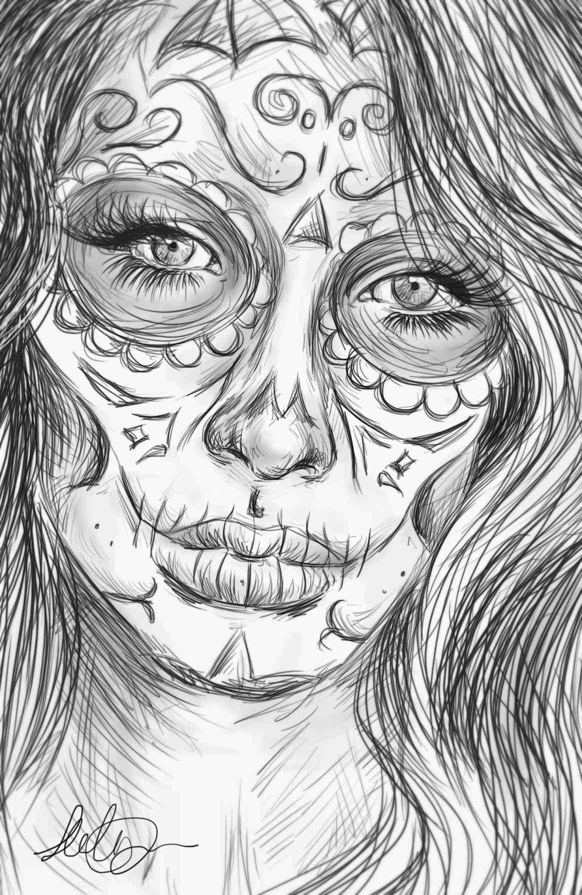 1164x1789 Skeleton Face Tumblr - Sugar Skull Face Drawing