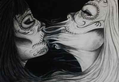 400x277 Day Of The Dead Sugar Skull Girl Artwork On We Heart It - Sugar Skull Girl Drawing