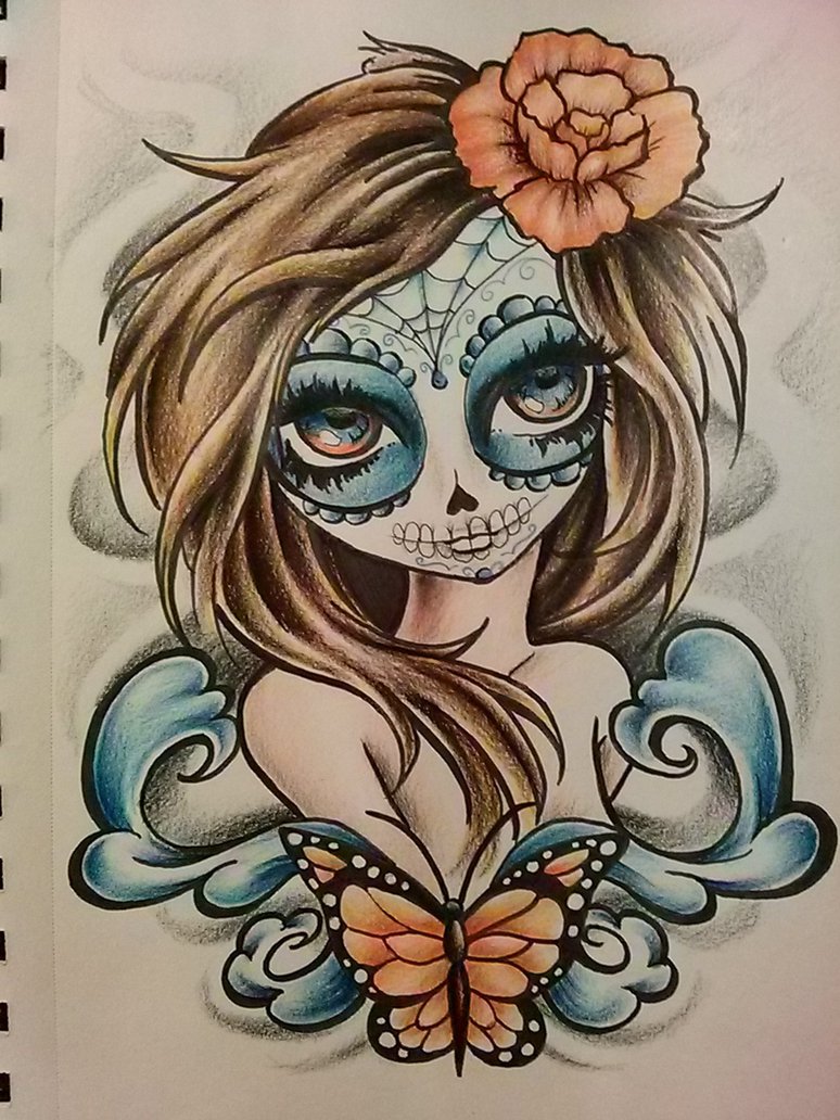 774x1032 How To Draw A Sugar Skull Girl Step - Sugar Skull Girl Drawing