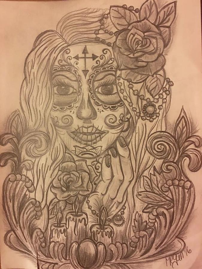 675x900 Sugar Skull Gal Drawing - Sugar Skull Girl Drawing