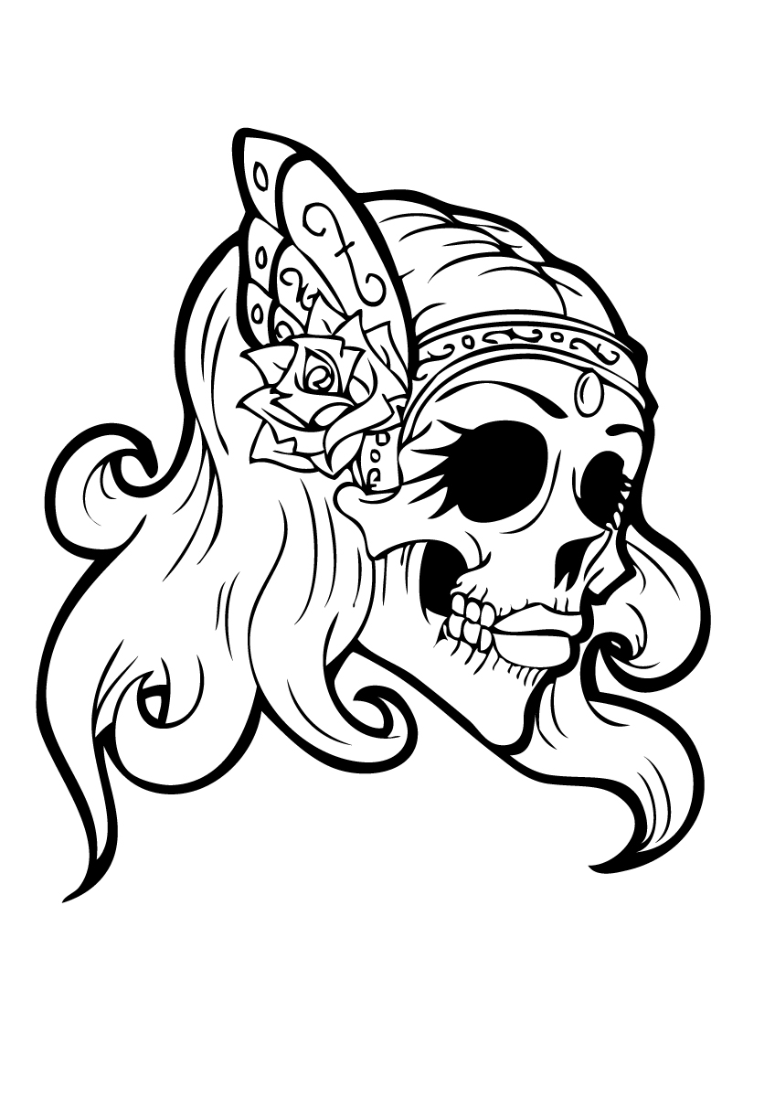 848x1200 Sugar Skull Girl Coloring Pages - Sugar Skull Girl Drawing