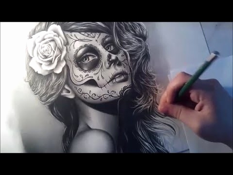 480x360 sugar skull girl sketch luxury sugar skull girl drawing ipad skins - Sugar Skull Girl Drawing