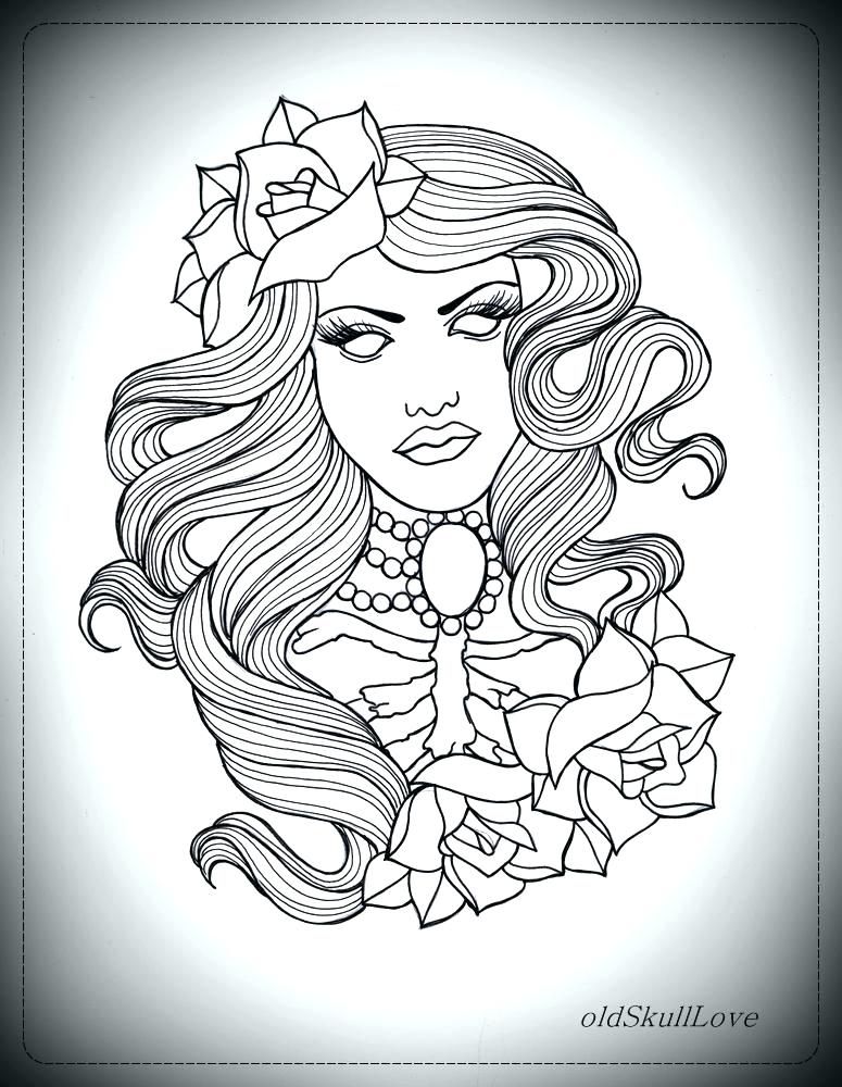 775x1000 sugar skull outlines i on collection of simple sugar skull girl - Sugar Skull Girl Drawing