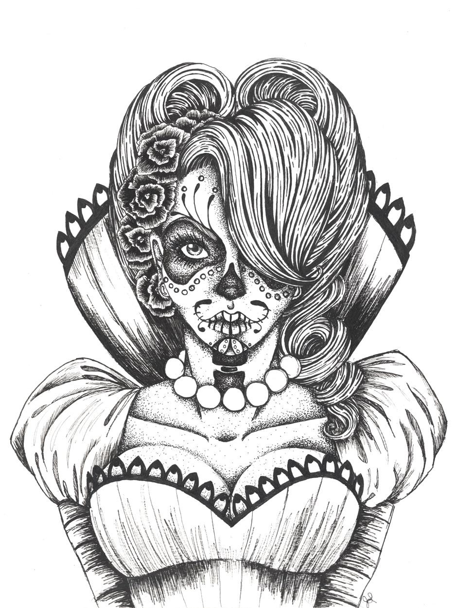 Appealing Sugar Skull Girl Coloring Pages Coloring Pages Website - Sugar Sk...