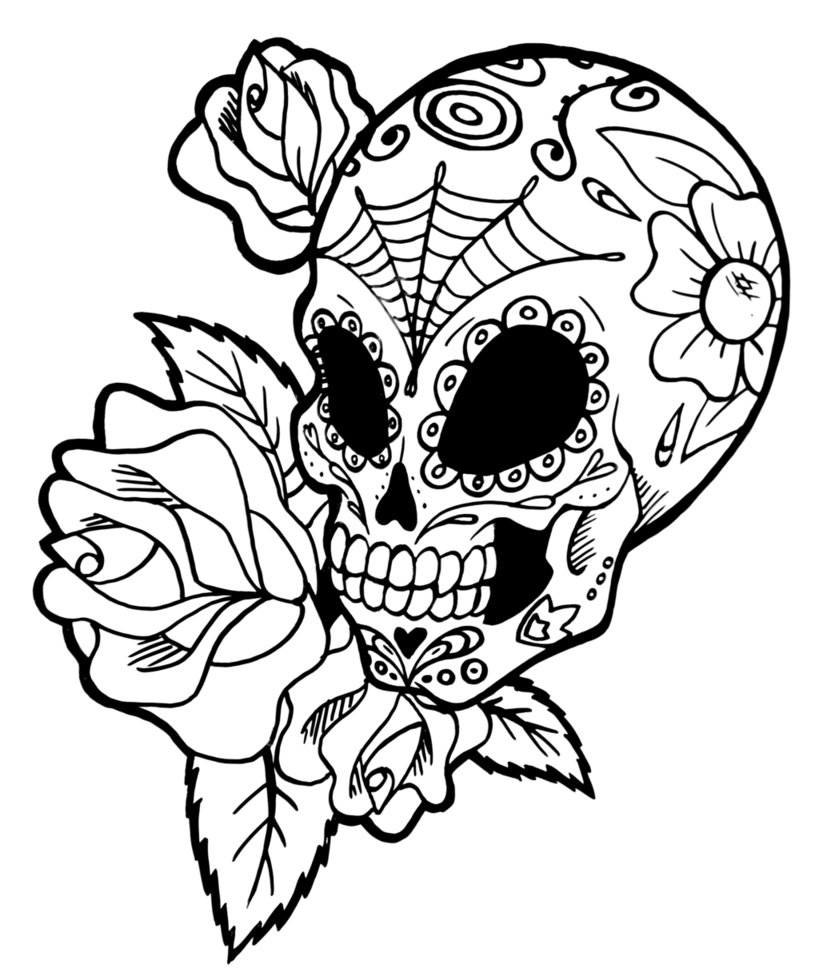 819x976 Mindfulness Drawing Sugar Skull Transparent Png Clipart Free - Sugar Skull Line Drawing