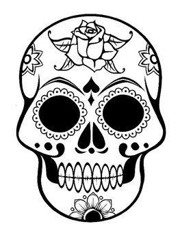 263x350 sugar skull template sugar skull coloring - Sugar Skull Line Drawing