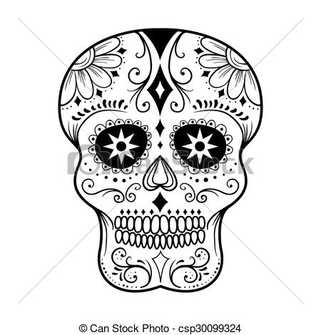 450x470 sugar skull line art traditional colorful sugar skull art vector - Sugar Skull Line Drawing