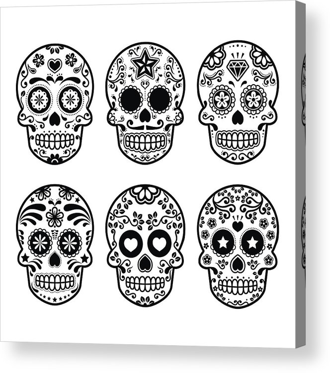 664x750 Halloween, Mexican Sugar Skull, Dia De Los Muertos - Sugar Skull Line Drawing