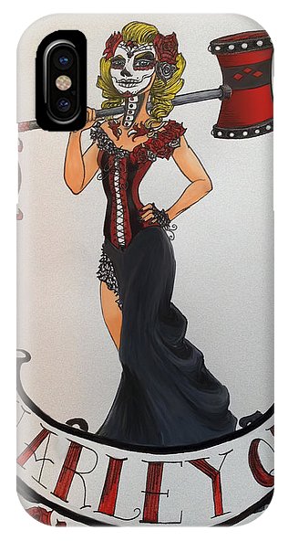 316x592 Pin Up Sugar Skull Harley Quinn Iphone X Case For Sale - Sugar Skull Pin Up Drawing