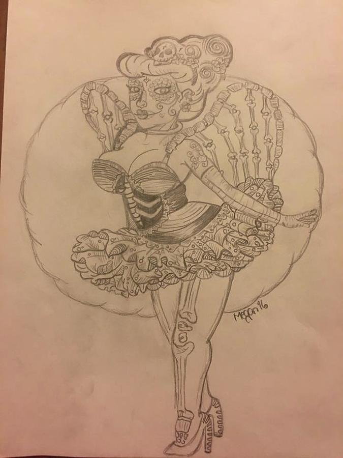 675x900 Skull Pin Up Drawing - Sugar Skull Pin Up Drawing