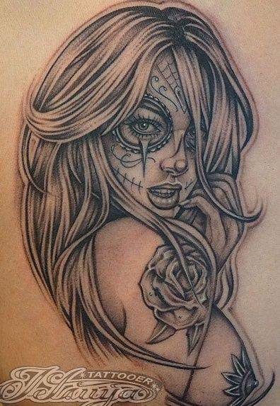 396x573 Sugar Skull Pin Up Tweet Added - Sugar Skull Pin Up Drawing