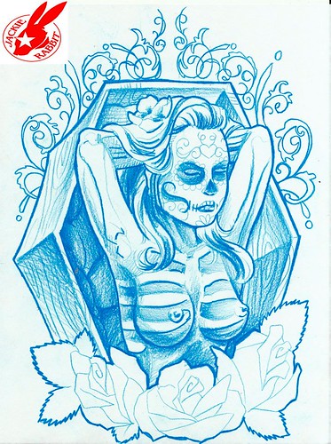 373x500 Sugar Skull Pin Up Girl - Sugar Skull Pin Up Drawing