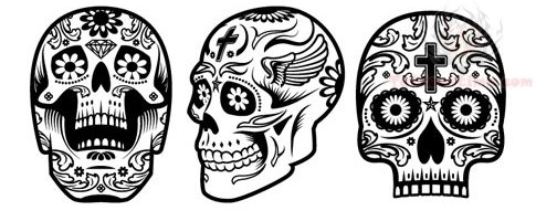 485x200 Awesome Sugar Skull Tattoo Designs - Sugar Skull Tattoo Drawings