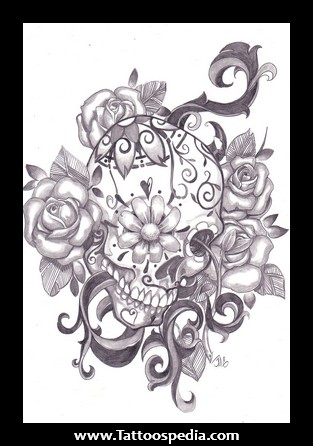 313x446 Sugar Skull Tattoo Designs For Girls - Sugar Skull Tattoo Drawings