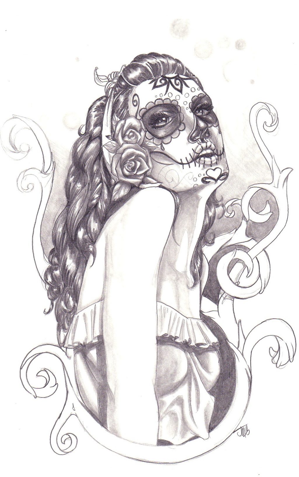 Download Sugar Skull Woman Drawings at PaintingValley.com | Explore ...