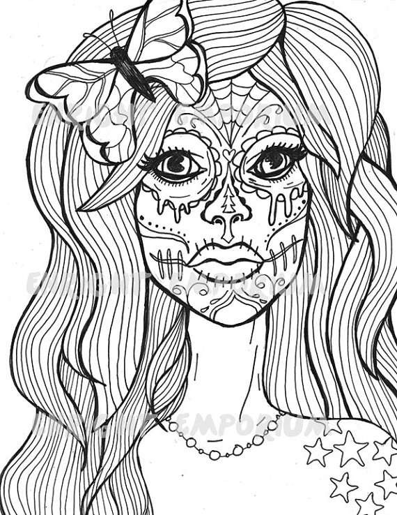 570x738 how to draw a sugar skull woman la calavera catrina letter alimy us - Sugar Skull Woman Drawings