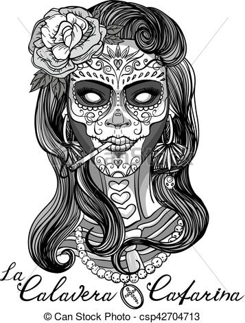 357x470 sugar skull woman woman with sugar skull makeup, day of the dead - Sugar Skull Woman Drawings