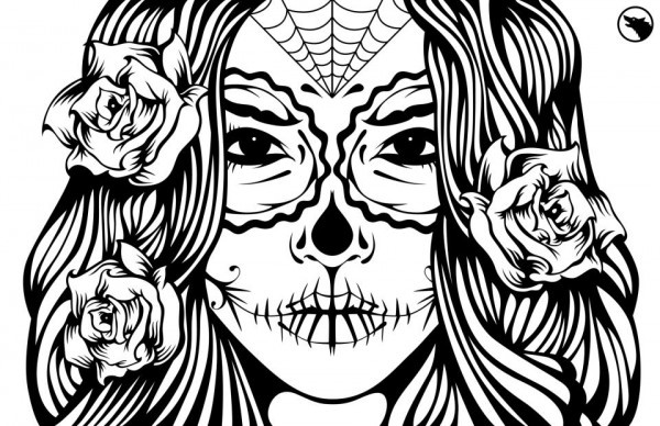600x388 Awesome To Do Sugar Skull Girl Coloring Pages Print Download - Sugar Skull Woman Drawings