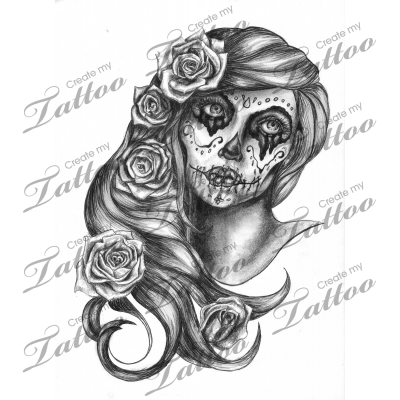 400x400 Charra Drawing Skull, Picture - Sugar Skull Woman Drawings
