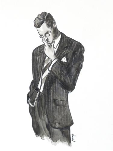 375x500 Pin Stripe Suit For Ny Times Drawing - Suit Drawing