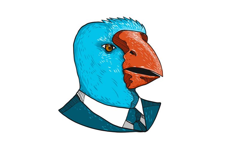 750x500 South Island Takahe In Business Suit Drawing - Suit Drawing