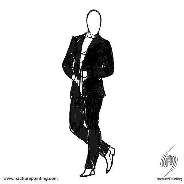 600x600 Young Man With The Black Suit, Drawing From View Tutorial - Suit Drawing