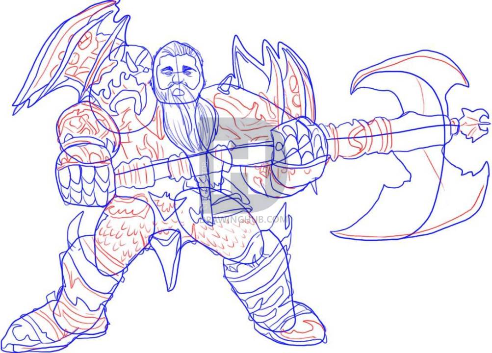 1003x720 How To Draw A Dwarf, Step - Suit Of Armor Drawing