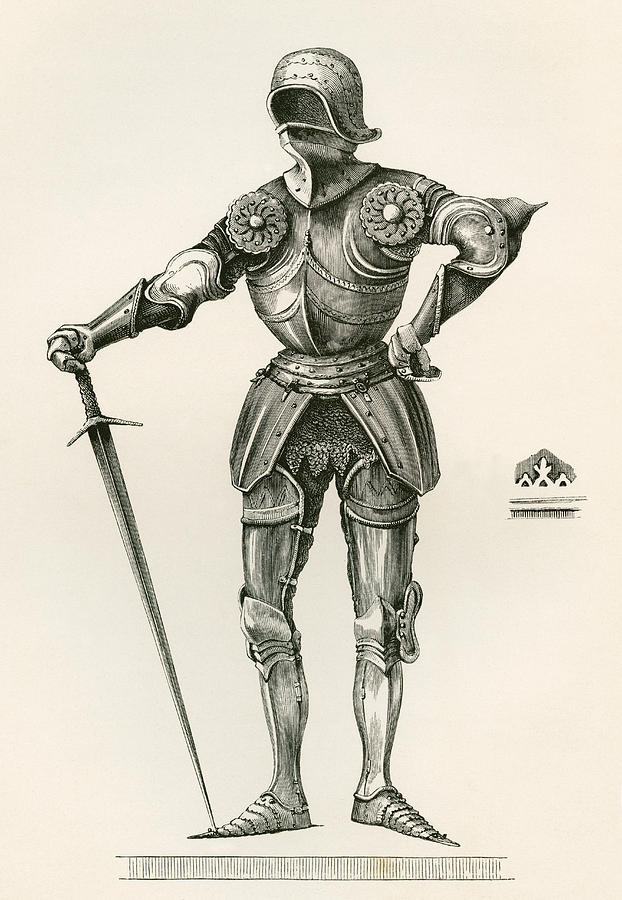 622x900 suit of gothic armour, known as la drawing - Suit Of Armor Drawing