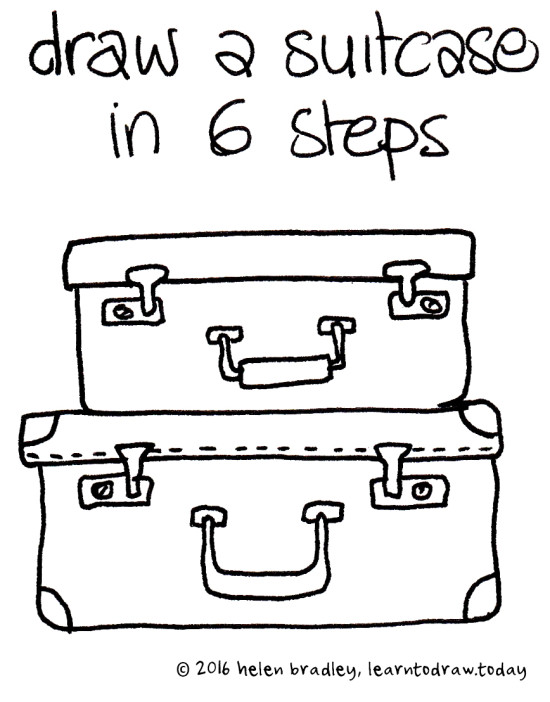 550x702 learn to draw a suitcases in steps learn to draw - Suitcase Drawing